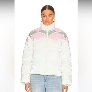 Juno Puffer Jacket in Ivory Pastel
EAVES